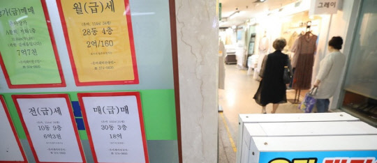 정부의 6·17 대책 발표로 강남구와 송파구 일대 거주 요건이 강화되자 집주인들이 세입자를 내쫓으려는 분위기가 감지되고 있다. 서울 대치동 은마아파트 상가 내 부동산공인중개업소에 아파트 급매물 시세가 걸려 있다. <연합뉴스>